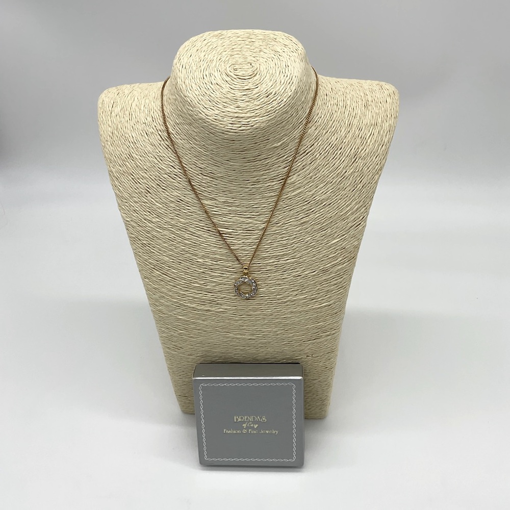 Fashion Jewelry Gold Tone Necklace with Crystal Pentant - Picture 4 of 5